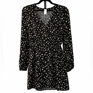 Abound Black Floral Long Sleeve Dress (BG4)